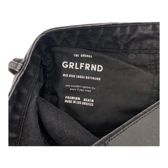 GRLFRND Boyfriend Jeans Amanda Mid Rise  Wide Leg Relaxed in Downtown Black 25 - Picture 7 of 10